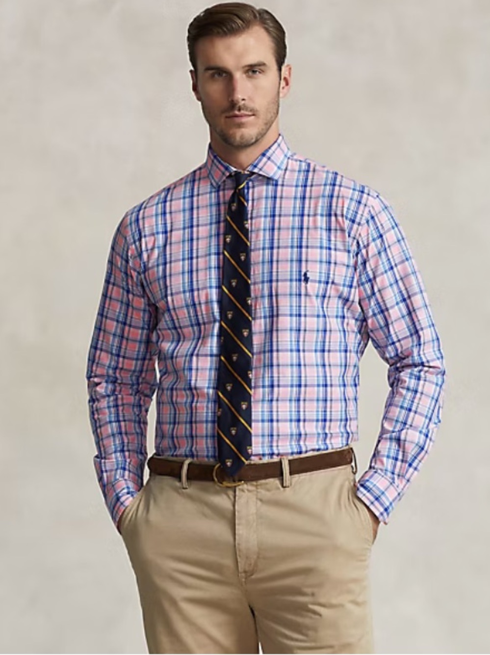 Authentic Ralph Lauren Big & Tall Classic Fit plaid Poplin Dress Shirt Size 1X